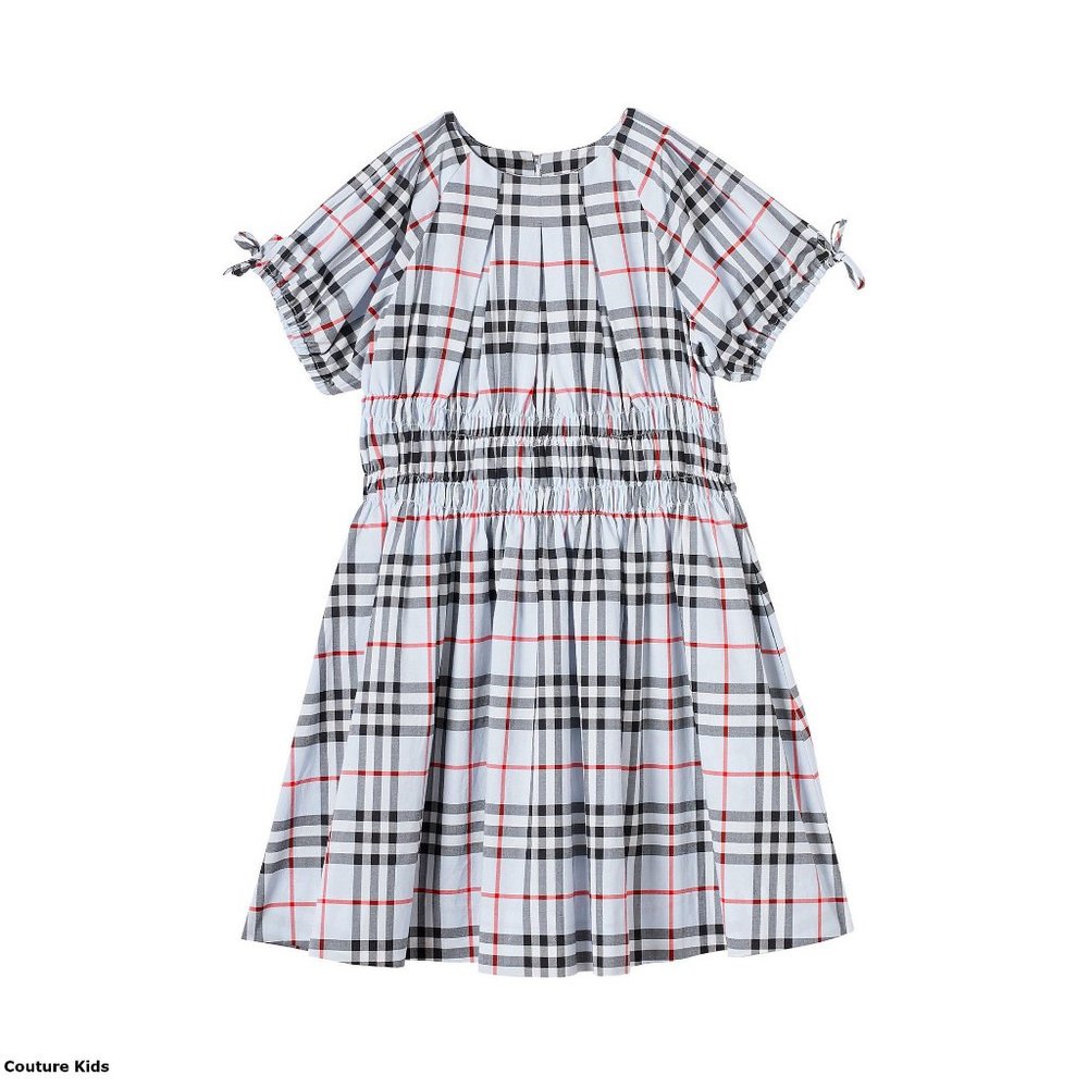 NEW!  Burberry Girl Pale Blue Check Dress - 12Y
